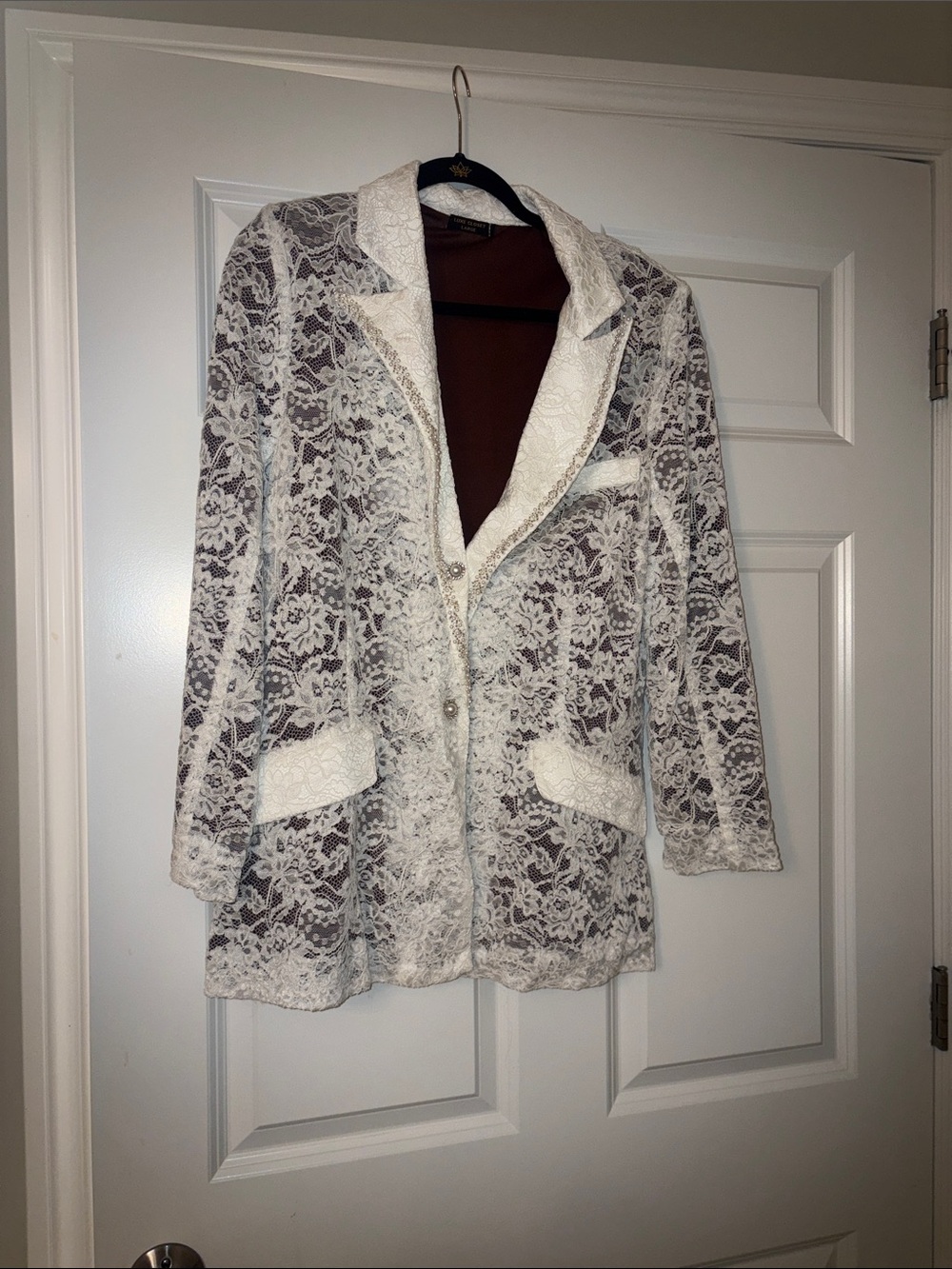 White Lace Blazer Jacket - Women's Elegant Lace Coat